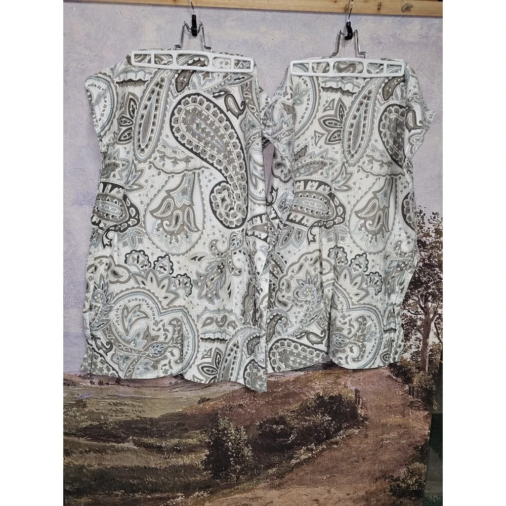 BELLA LUX FINE LINEN PAINTED PAISLEY FULL/QUEEN DUVET COVER 90x90 2 Shams